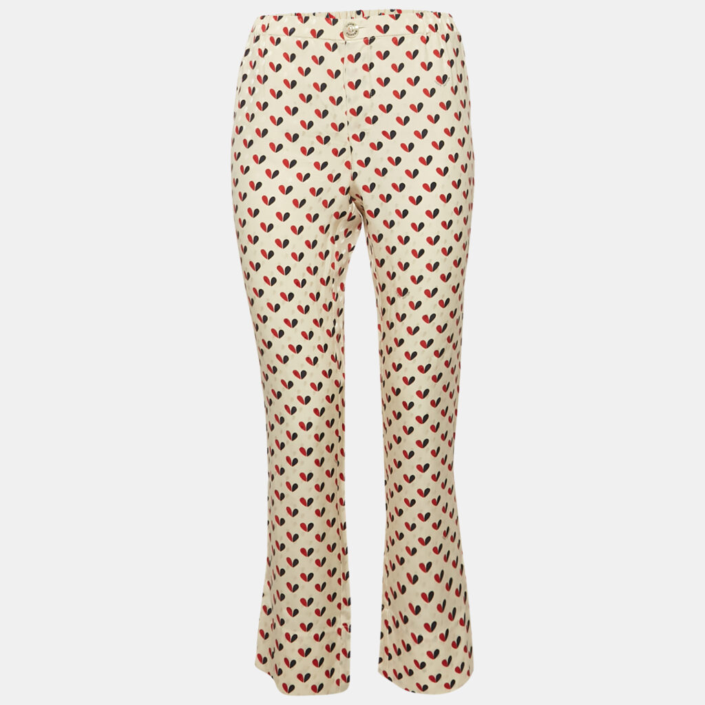 luxury-women-louis-vuitton-used-clothes-p1160065-001 Louis Vuitton Cream Printed Satin Pants S