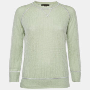 Louis Vuitton Green Lurex Knit Long Sleeve Pullover XS