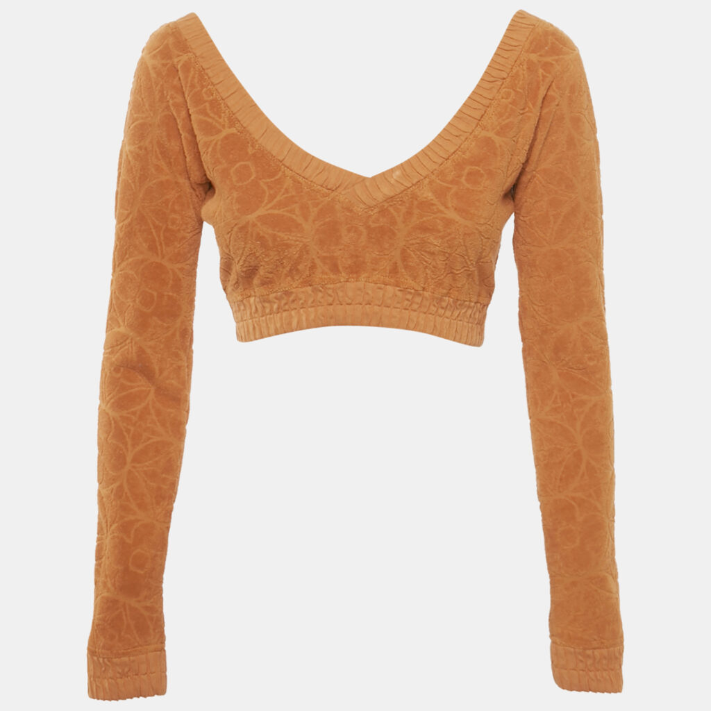 luxury-women-louis-vuitton-used-clothes-p1170173-002.jpg Louis Vuitton Orange Monogram Flower Towelling Crop Top S