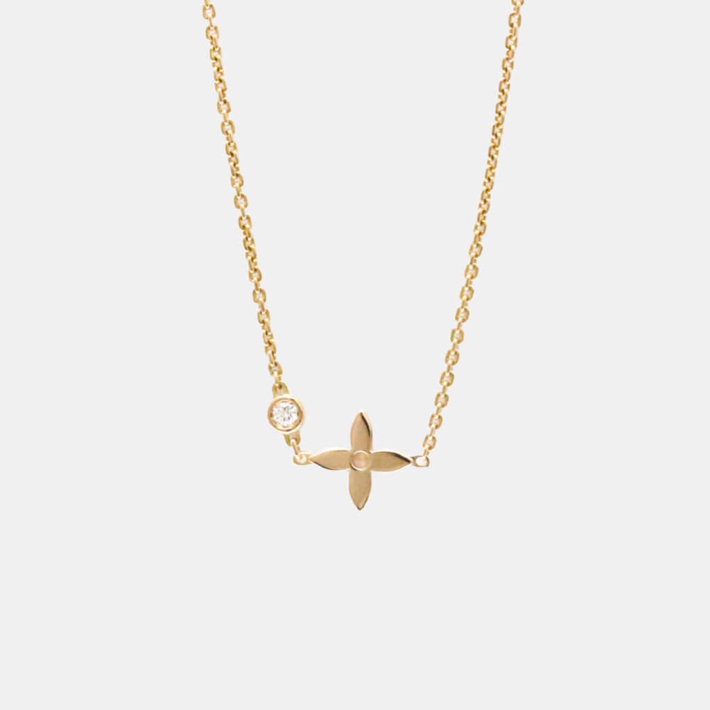 luxury-women-louis-vuitton-used-fine-jewelry-p1139647-001 Louis Vuitton 18K Pink Gold Pendant Monogram Idylle Diamond Necklace