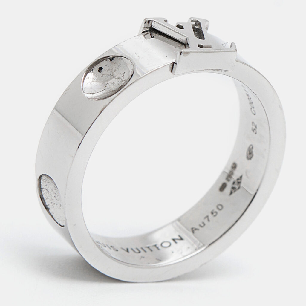 luxury-women-louis-vuitton-used-fine-jewelry-p942682-007 Louis Vuitton Empreinte 18k White Gold Ring Size 52