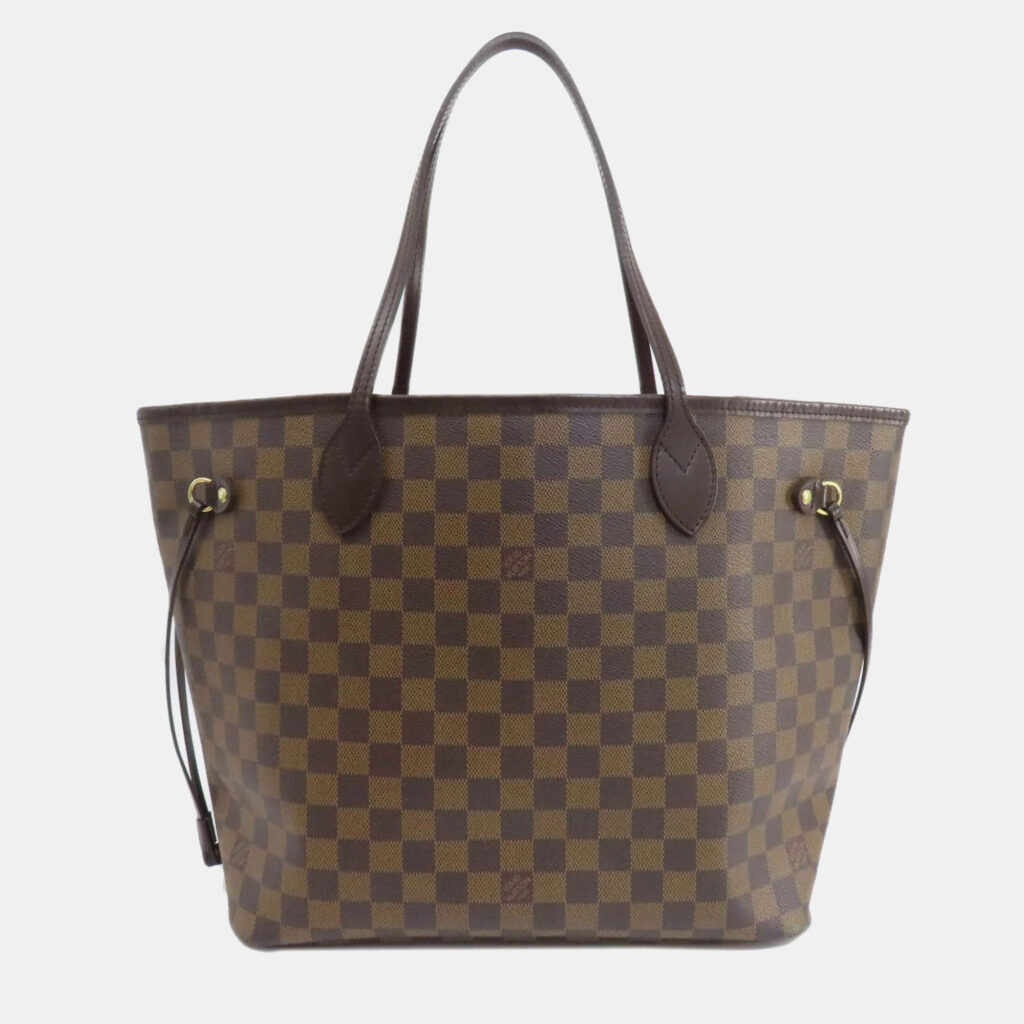 luxury-women-louis-vuitton-used-handbags-p1015333-009 Louis Vuitton Brown Damier Ebene Canvas Neverfull MM Tote Bag