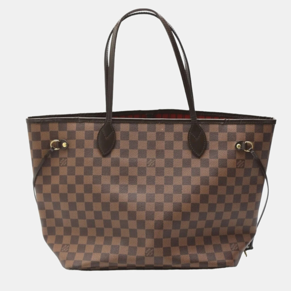 luxury-women-louis-vuitton-used-handbags-p1015386-003 Louis Vuitton Brown Damier Ebene Canvas Neverfull MM Tote Bag
