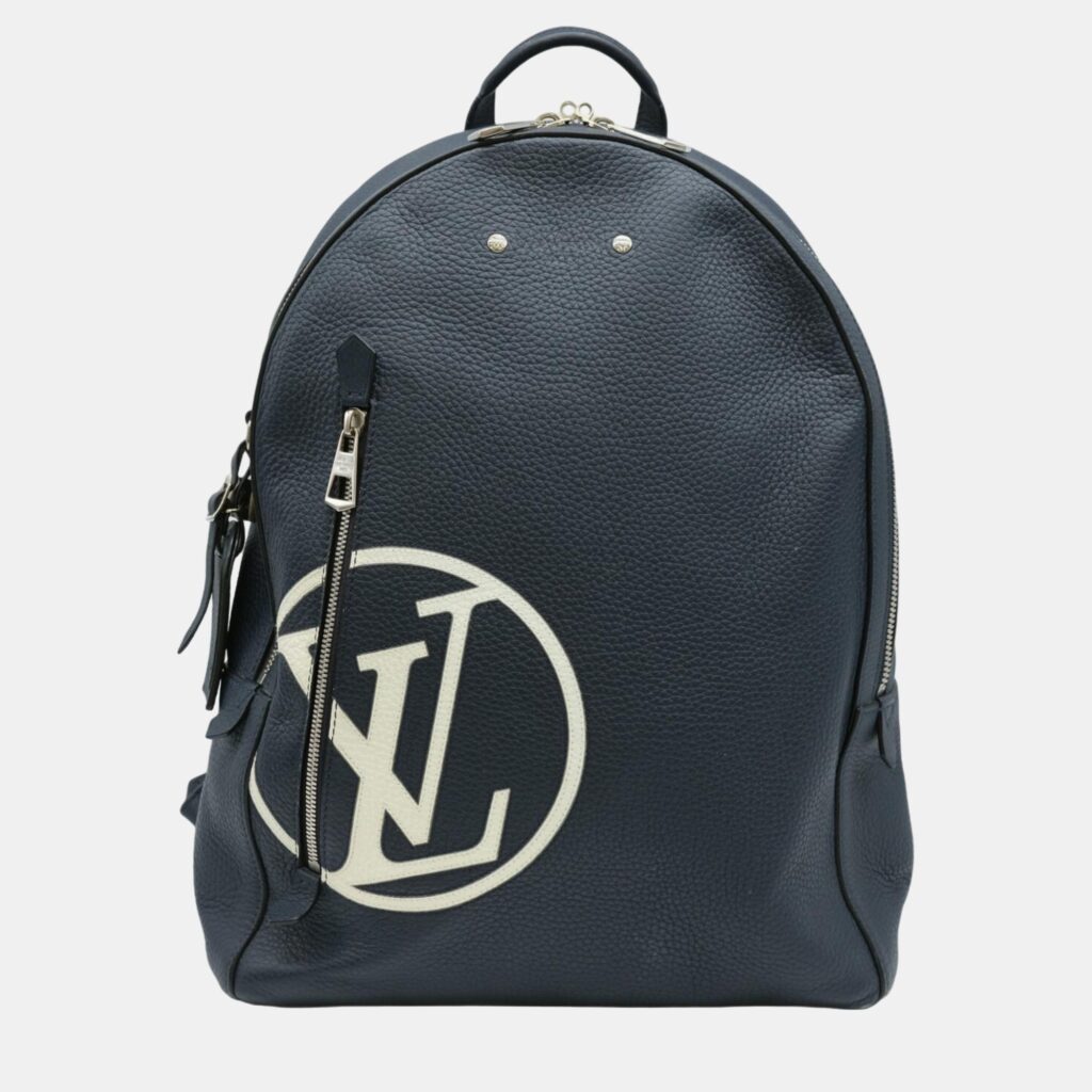luxury-women-louis-vuitton-used-handbags-p1027476-019 Louis Vuitton Dark Navy Blue Leather Armand Backpack