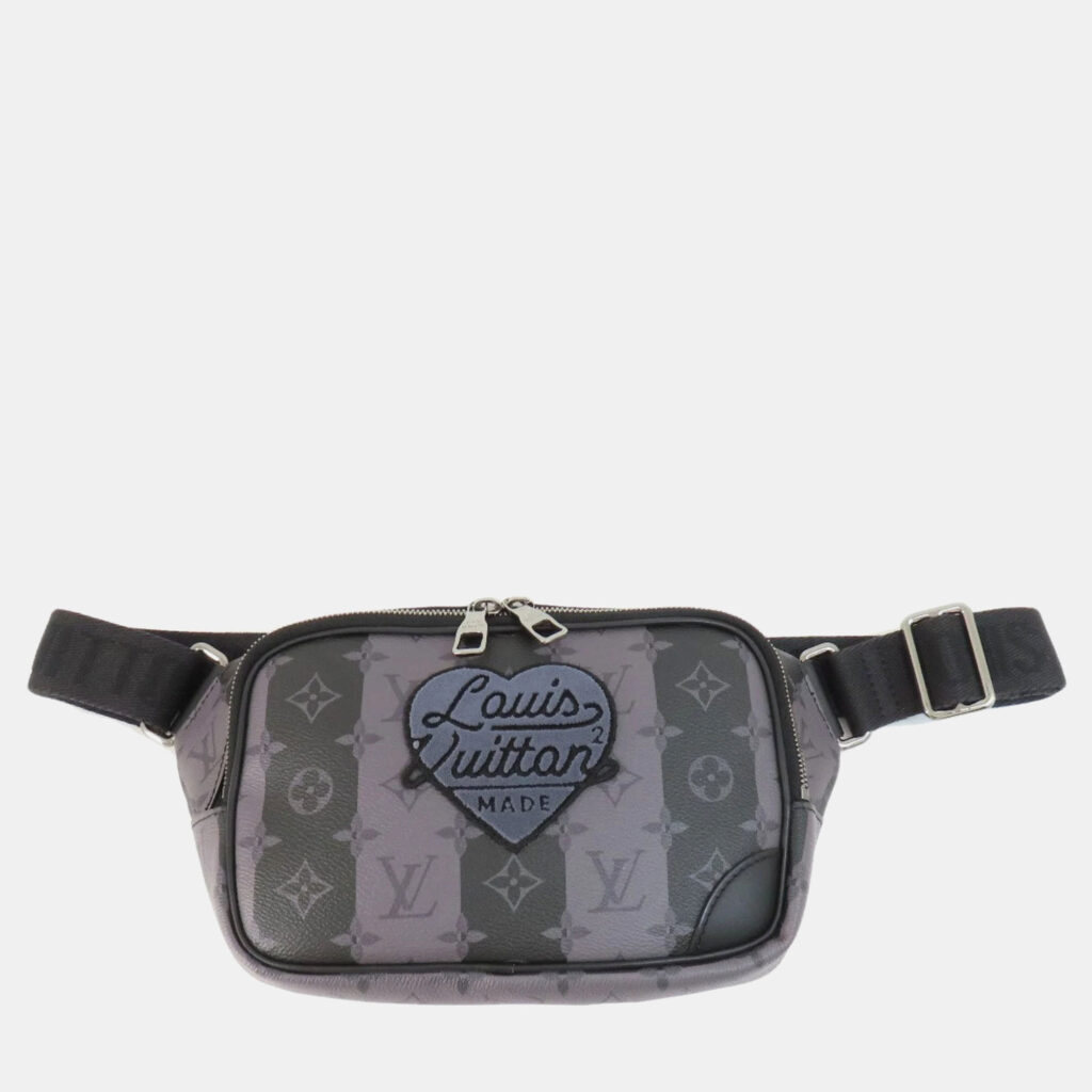 luxury-women-louis-vuitton-used-handbags-p1034215-011 Louis Vuitton Black Monogram Eclipse Canvas Nigo Stripes Modular Sling Bag