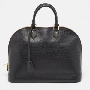 Louis Vuitton Black Ostrich Alma GM Bag