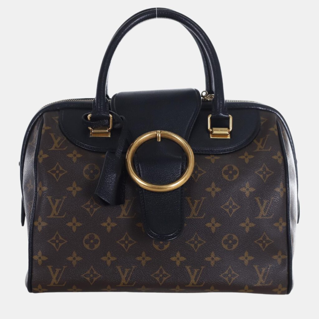 luxury-women-louis-vuitton-used-handbags-p1055071-002 Louis Vuitton Black Monogram Canvas and Leather Limited Edition Golden Arrow Speedy Bag