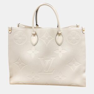 Louis Vuitton On The Go Gm Monogram Shoulder Empreinte Beige Tote Bag