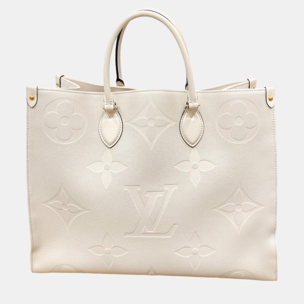 luxury-women-louis-vuitton-used-handbags-p1056141-002 Louis Vuitton Beige Monogram Empreinte OnTheGo GM Tote