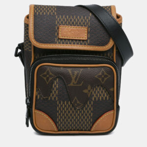 Louis Vuitton Brown Coated Canvas Nigo Giant Damier Ebene Monogram Nano Amazone Crossbody