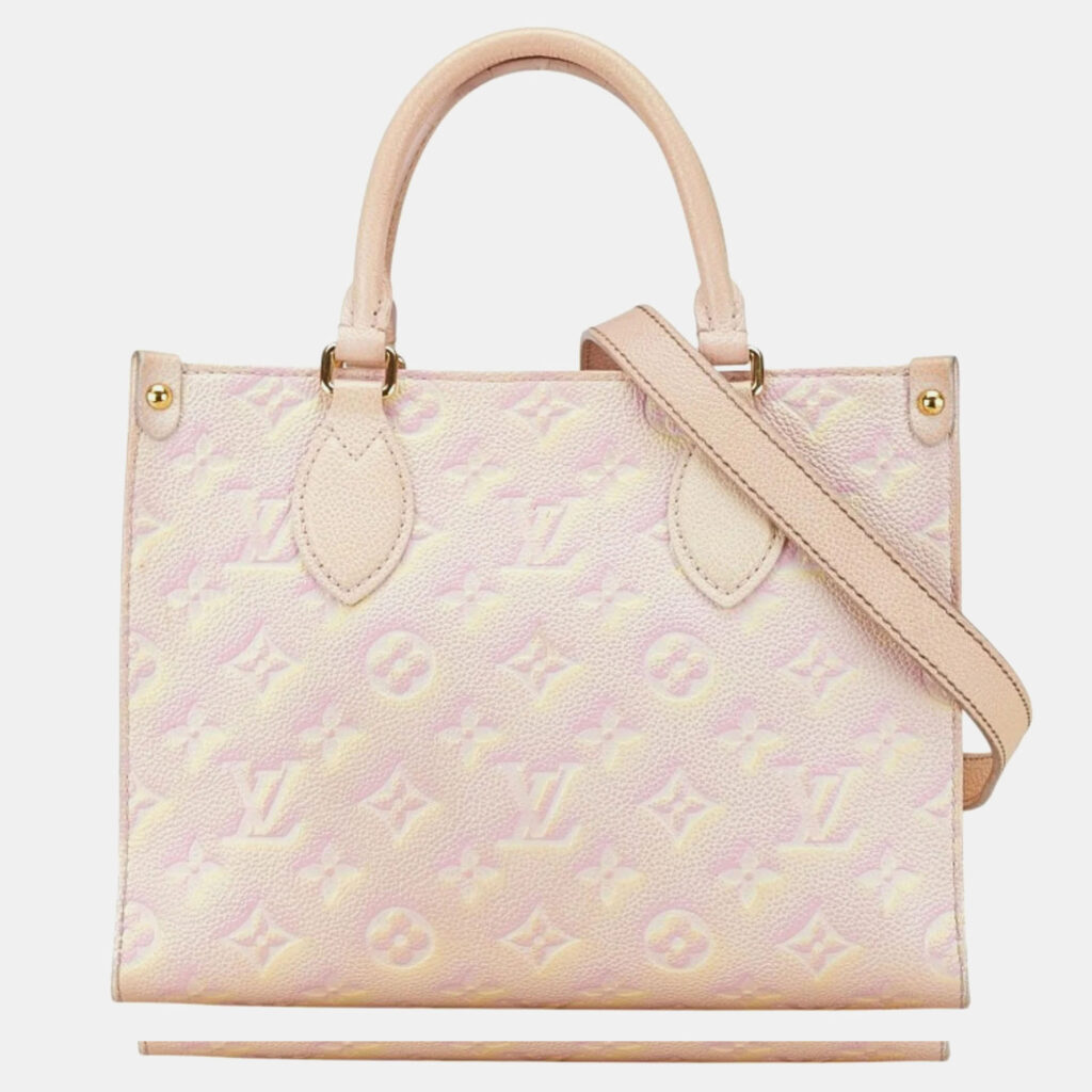 luxury-women-louis-vuitton-used-handbags-p1082576-008 Louis Vuitton Light Pink Yellow Leather Monogram Empreinte OnTheGo PM Handbag