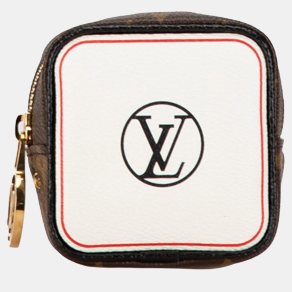 luxury-women-louis-vuitton-used-handbags-p1087215-001 Louis Vuitton Brown Pvc Leather Canvas Monogram Portemonnaie Cube Pouch