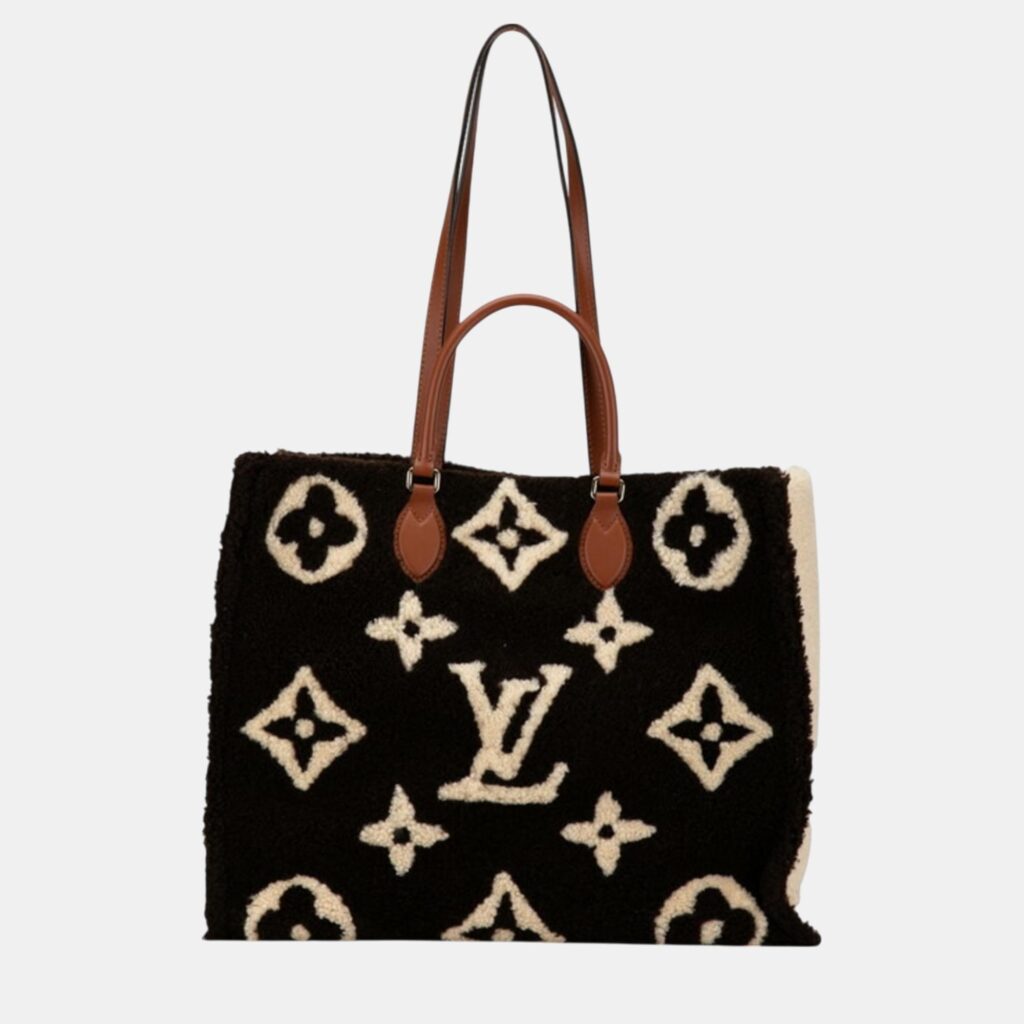 luxury-women-louis-vuitton-used-handbags-p1088507-009 Louis Vuitton Brown Beige Mouton Monogram Teddy OnTheGo GM Tote Bag