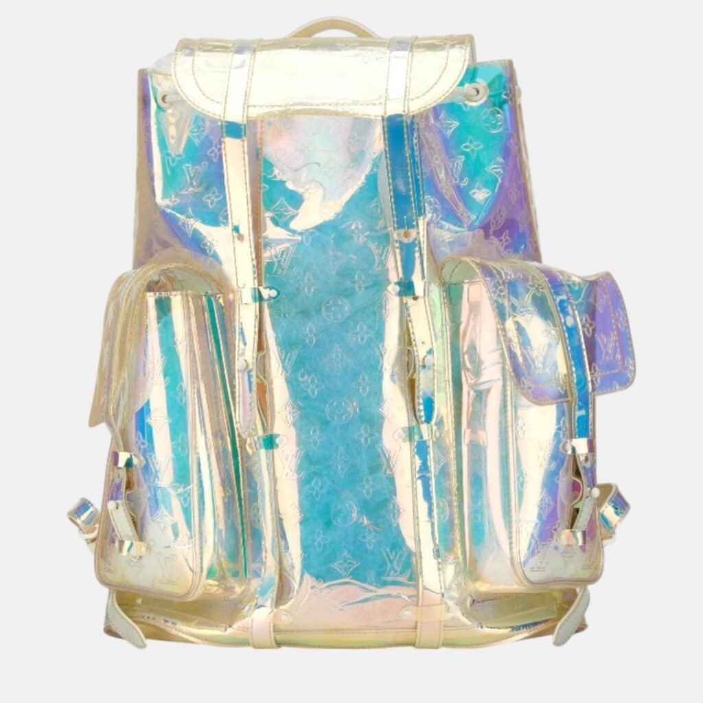 Louis Vuitton Clear Transparent Coated Canvas Leather Monogram Prism Christopher Gm Backpack