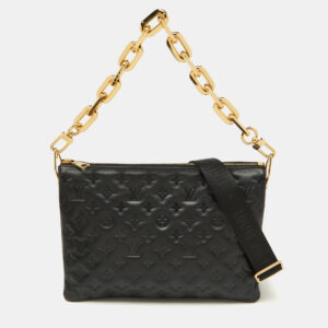 Louis Vuitton Black Monogram Embossed Leather Coussin MM Bag