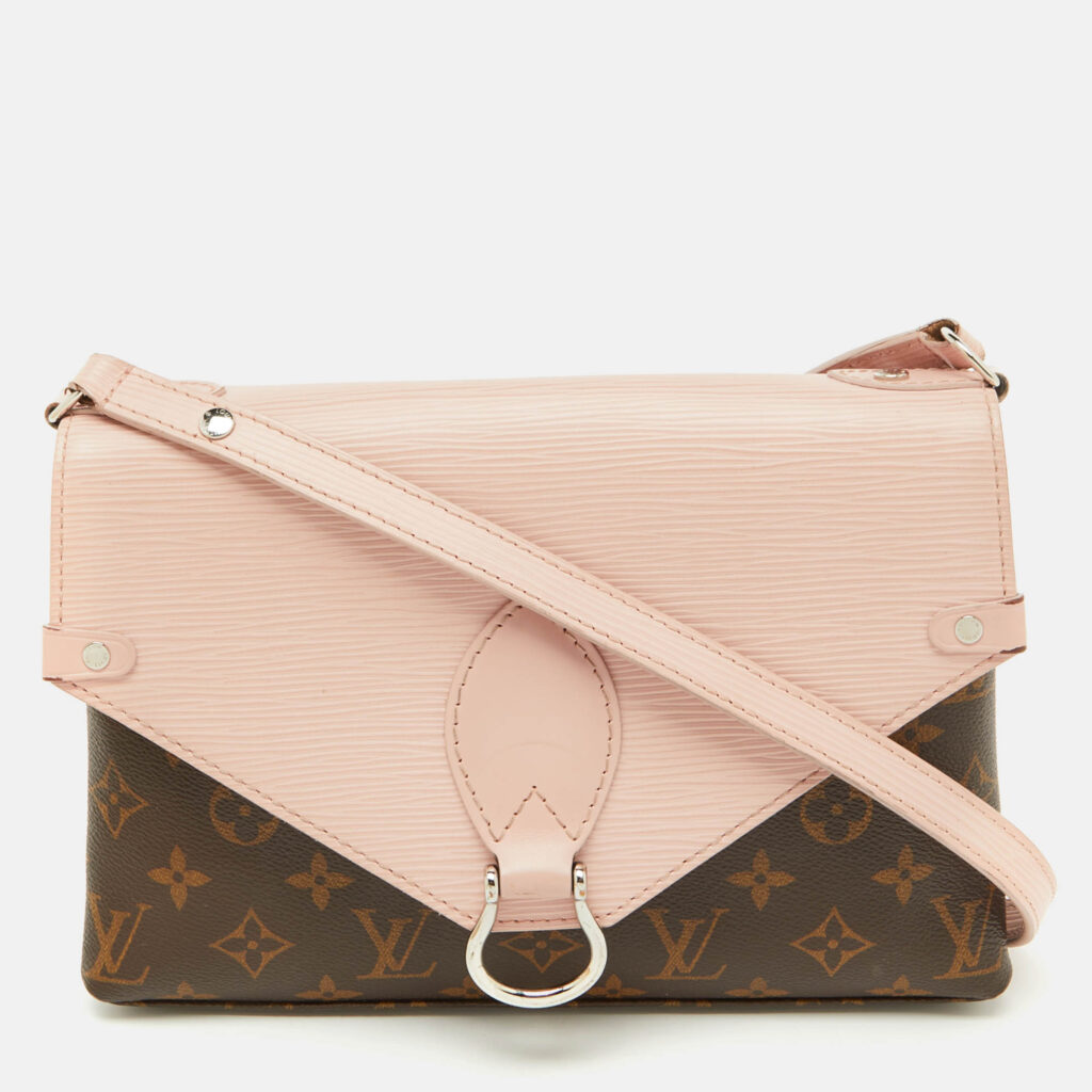 luxury-women-louis-vuitton-used-handbags-p1093908-016 Louis Vuitton Rose Ballerine Epi Leather and Monogram Canvas Saint Michel Bag
