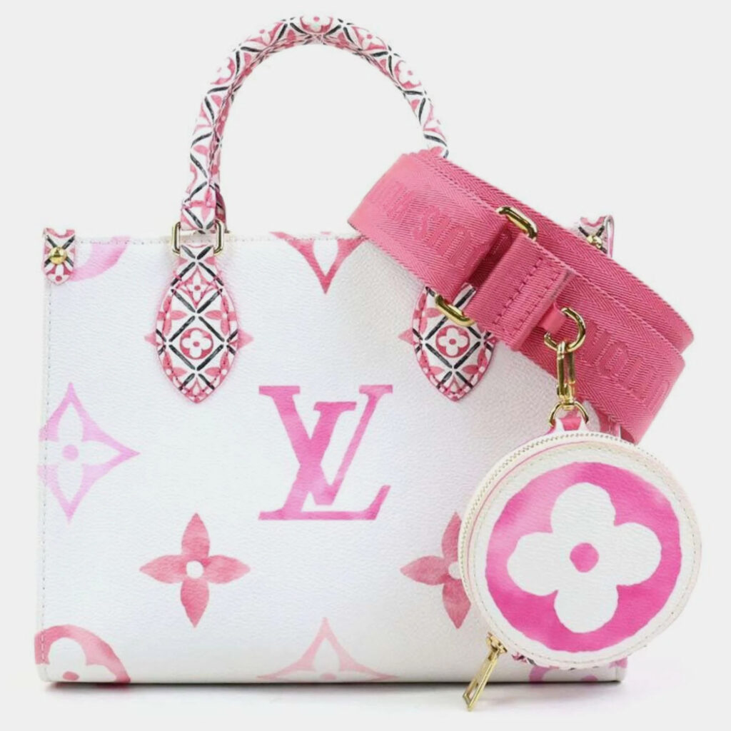 luxury-women-louis-vuitton-used-handbags-p1094706-001 Louis Vuitton White/Pink Leather By The Pool OnTheGo PM Handbag