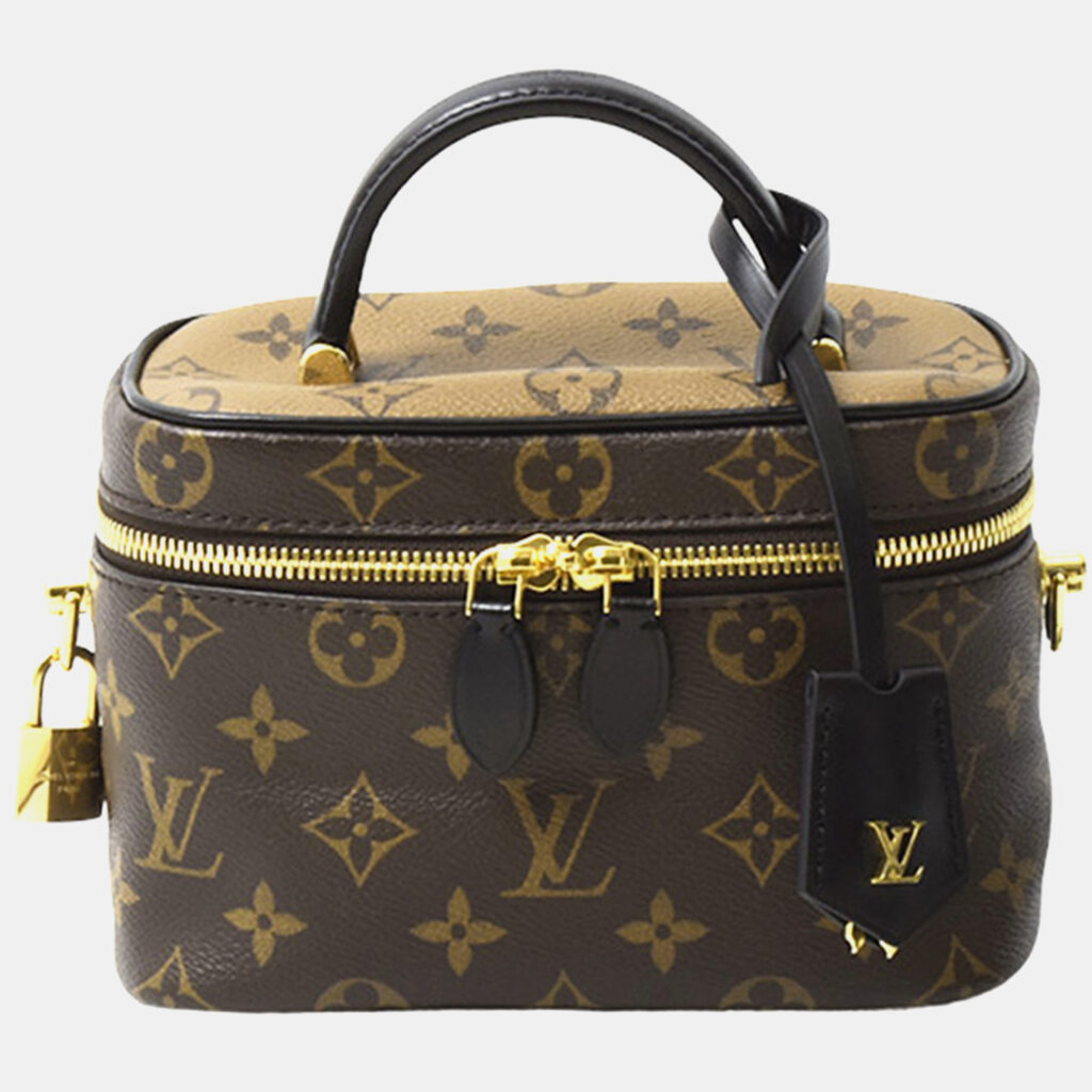 luxury-women-louis-vuitton-used-handbags-p1097619-004 Louis Vuitton Brown Canvas Monogram Reverse Vanity PM Handbag
