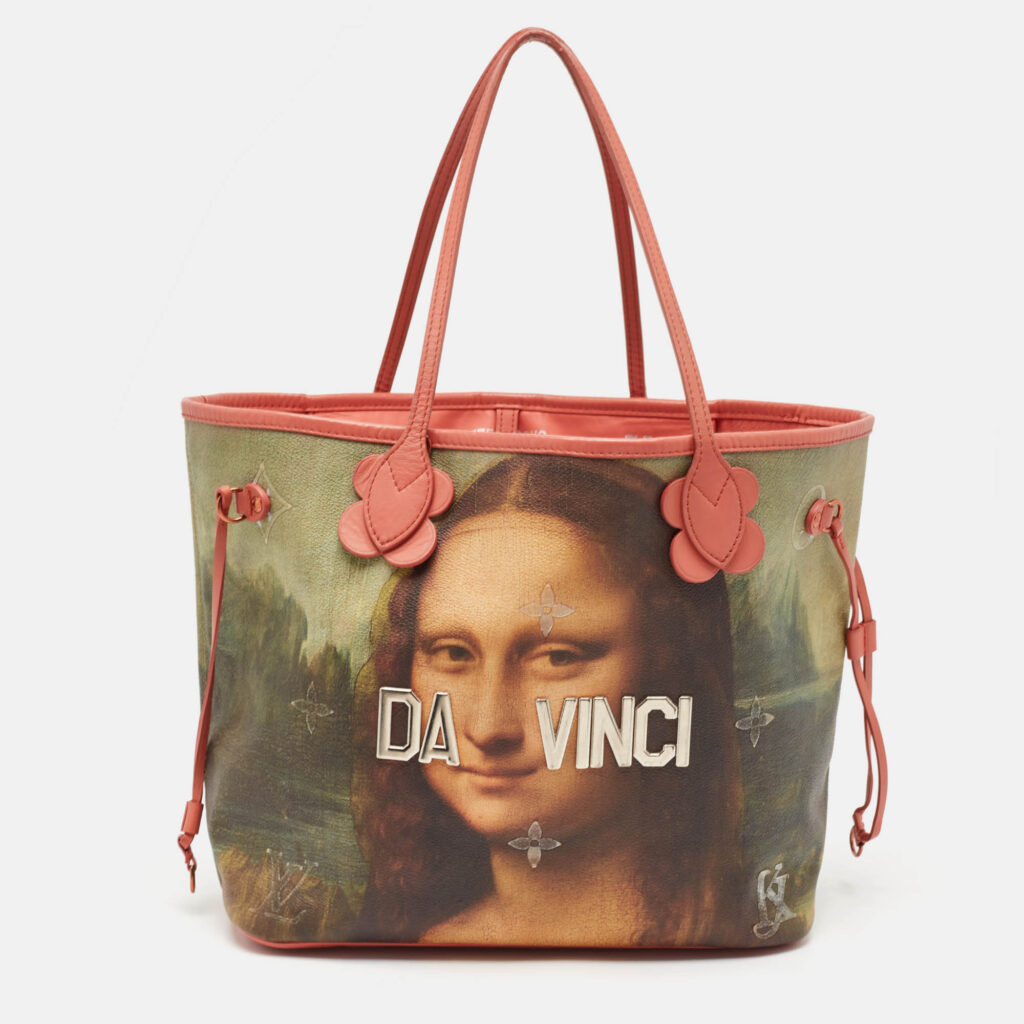 luxury-women-louis-vuitton-used-handbags-p1100218-016 Louis Vuitton x Jeff Koons Pink Coated Canvas Da Vinci Master's Neverfull MM