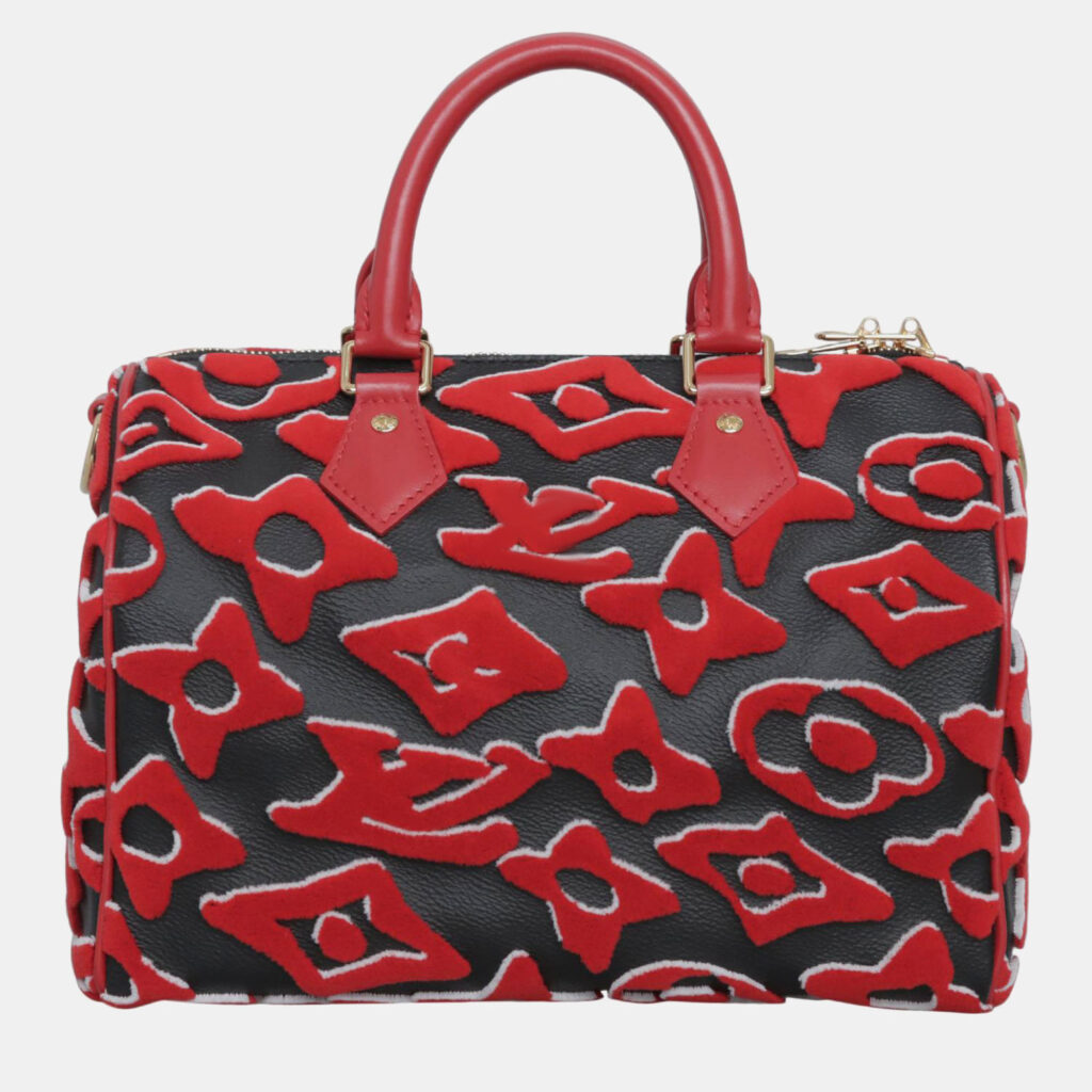 luxury-women-louis-vuitton-used-handbags-p1101036-006 Louis Vuitton x Urs Fischer Tufted Monogram Speedy Bandouliere 25 Bag
