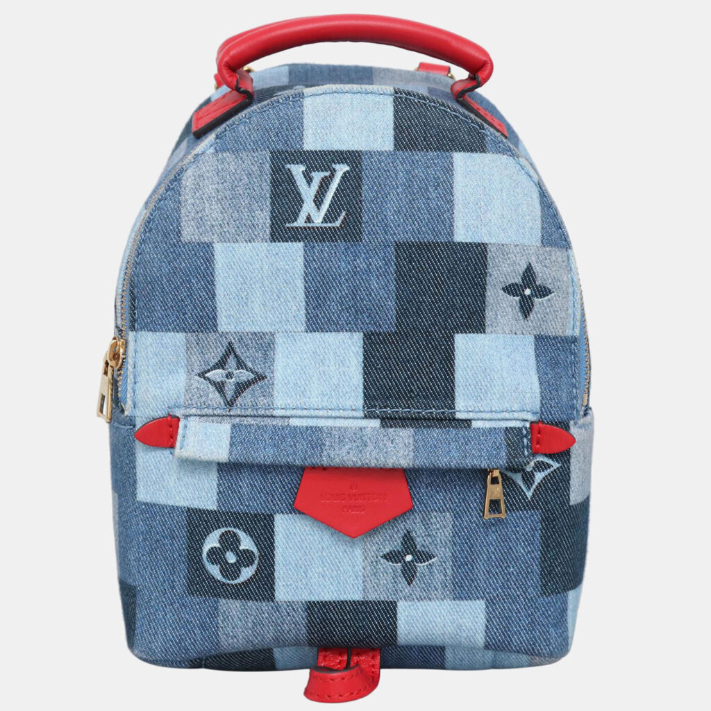 luxury-women-louis-vuitton-used-handbags-p1101063-006 Louis Blue Canvas Vuitton Monogram Denim Mini Palm Springs Backpack