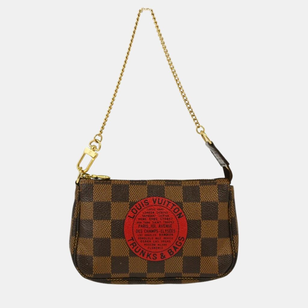 luxury-women-louis-vuitton-used-handbags-p1102033-001 Louis Vuitton Brown Damier Ebene Canvas Mini Pochette Accessoires Shoulder Bag