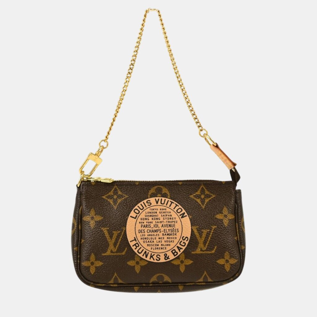 luxury-women-louis-vuitton-used-handbags-p1102038-001 Louis Vuitton Brown Monogram Canvas Mini Pochette Accessoires Shoulder Bag