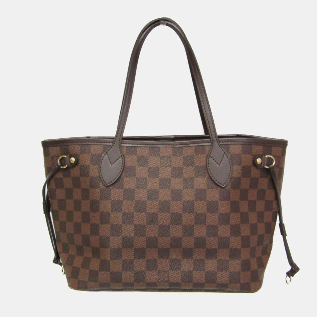 luxury-women-louis-vuitton-used-handbags-p1104241-005 Louis Vuitton Damier Ebene Canvas Neverfull PM Shoulder Bag