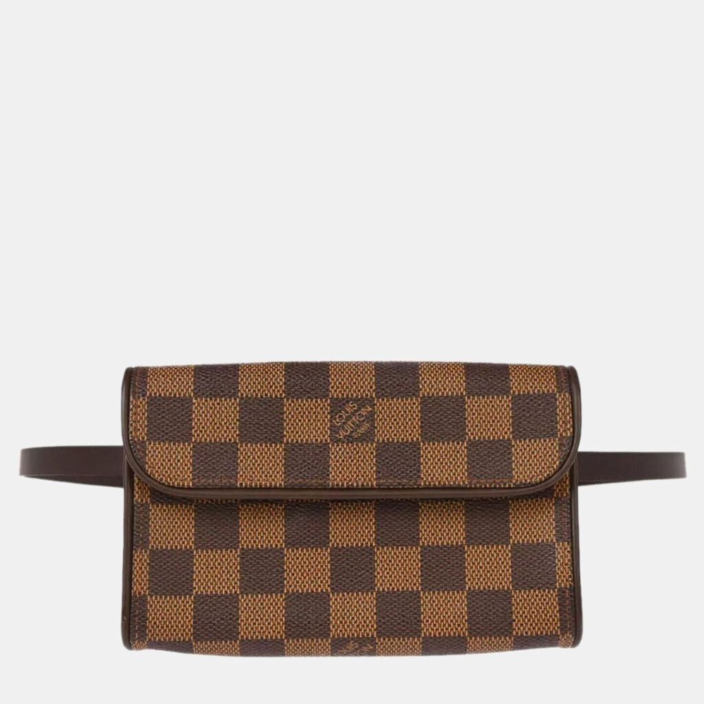 luxury-women-louis-vuitton-used-handbags-p1105826-010 Louis Vuitton Damier Ebene Canvas Pochette Florentine Bum Bag