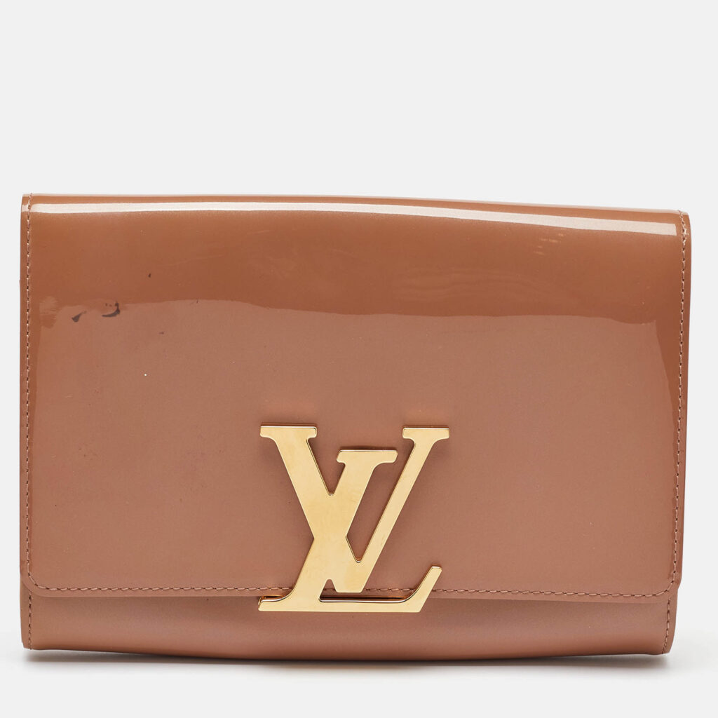 luxury-women-louis-vuitton-used-handbags-p1105854-002.jpg Louis Vuitton Rose Velours Vernis Leather Louise Clutch