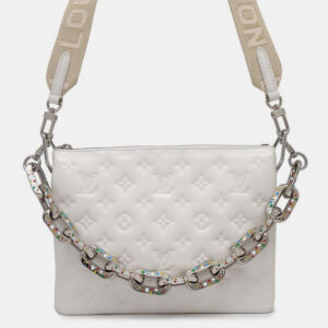 Louis Vuitton White Lambskin Coussin PM Bag