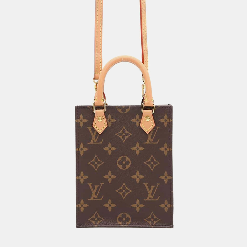 luxury-women-louis-vuitton-used-handbags-p1111242-002 Louis Vuitton Brown Monogram Petit Sac Plat Bag