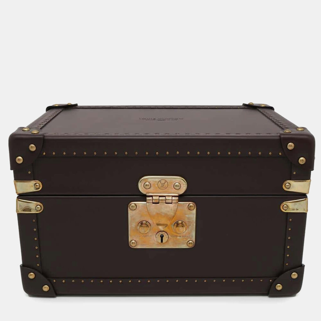 luxury-women-louis-vuitton-used-handbags-p1111247-001 Louis Vuitton Brown Leather Boite Montre Case