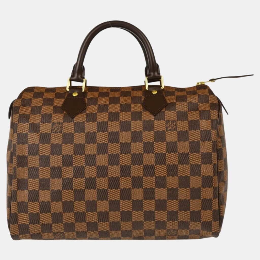 luxury-women-louis-vuitton-used-handbags-p1112267-001 Louis Vuitton Brown Damier Ebene Canvas Speedy 30 Handbag