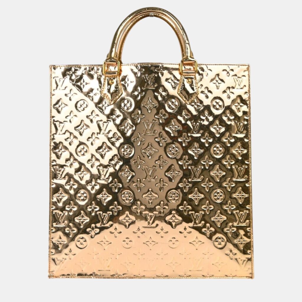 luxury-women-louis-vuitton-used-handbags-p1112287-001 Louis Vuitton Gold Monogram Miroir Sac Plat Tote Bag