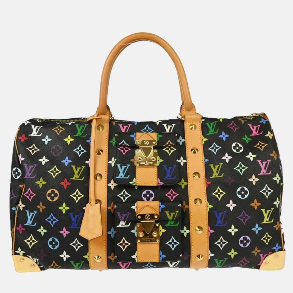 luxury-women-louis-vuitton-used-handbags-p1115451-007 Louis Vuitton Black Monogram Multicolor Speedy 45 Handbag