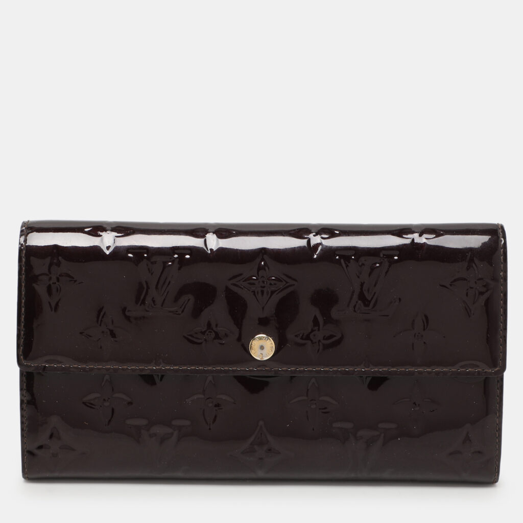 luxury-women-louis-vuitton-used-handbags-p1120655-009 Louis Vuitton Amarante Monogram Vernis Sarah Continental Wallet