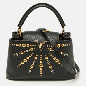 Louis Vuitton Black Leather Studded Sol Capucines PM Bag