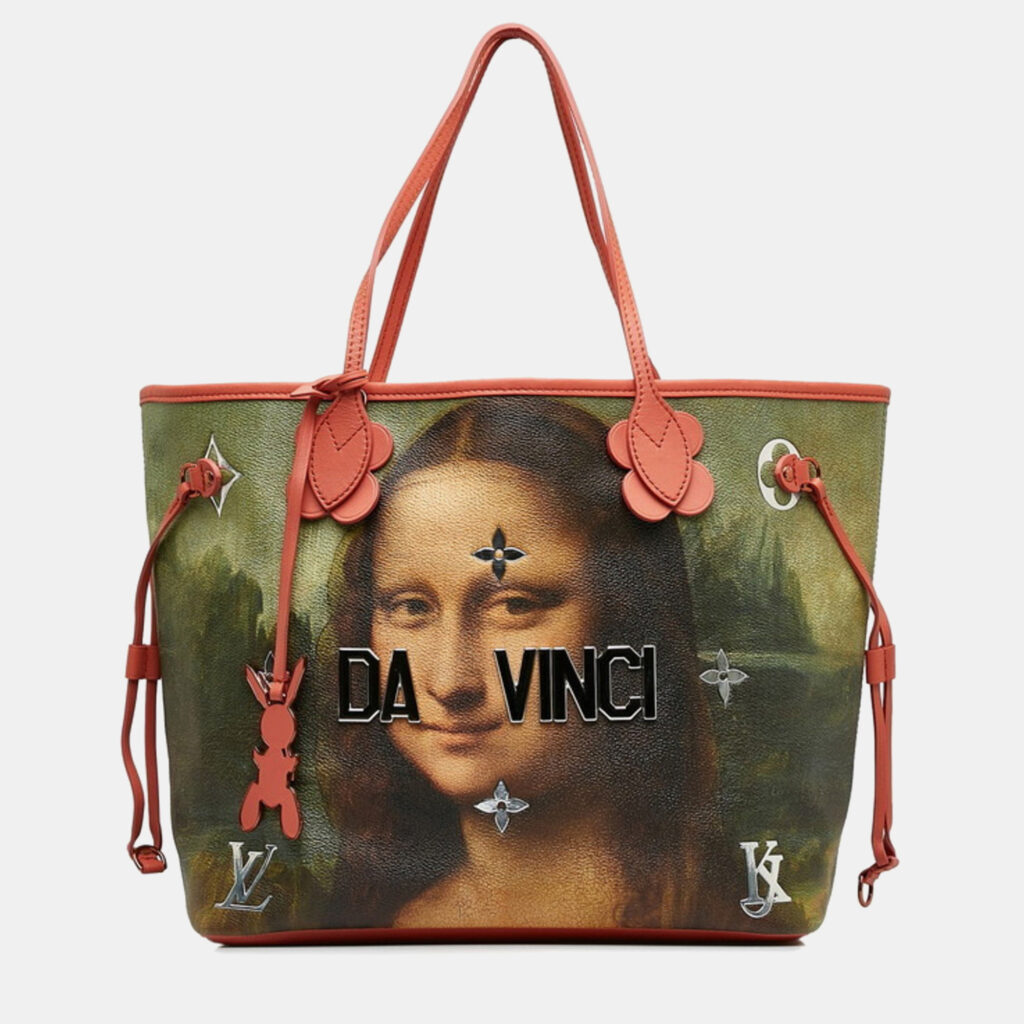 luxury-women-louis-vuitton-used-handbags-p1124368-007 Louis Vuitton Pink Multicolor Coated Canvas Da Vinci Neverfull MM Tote Bag