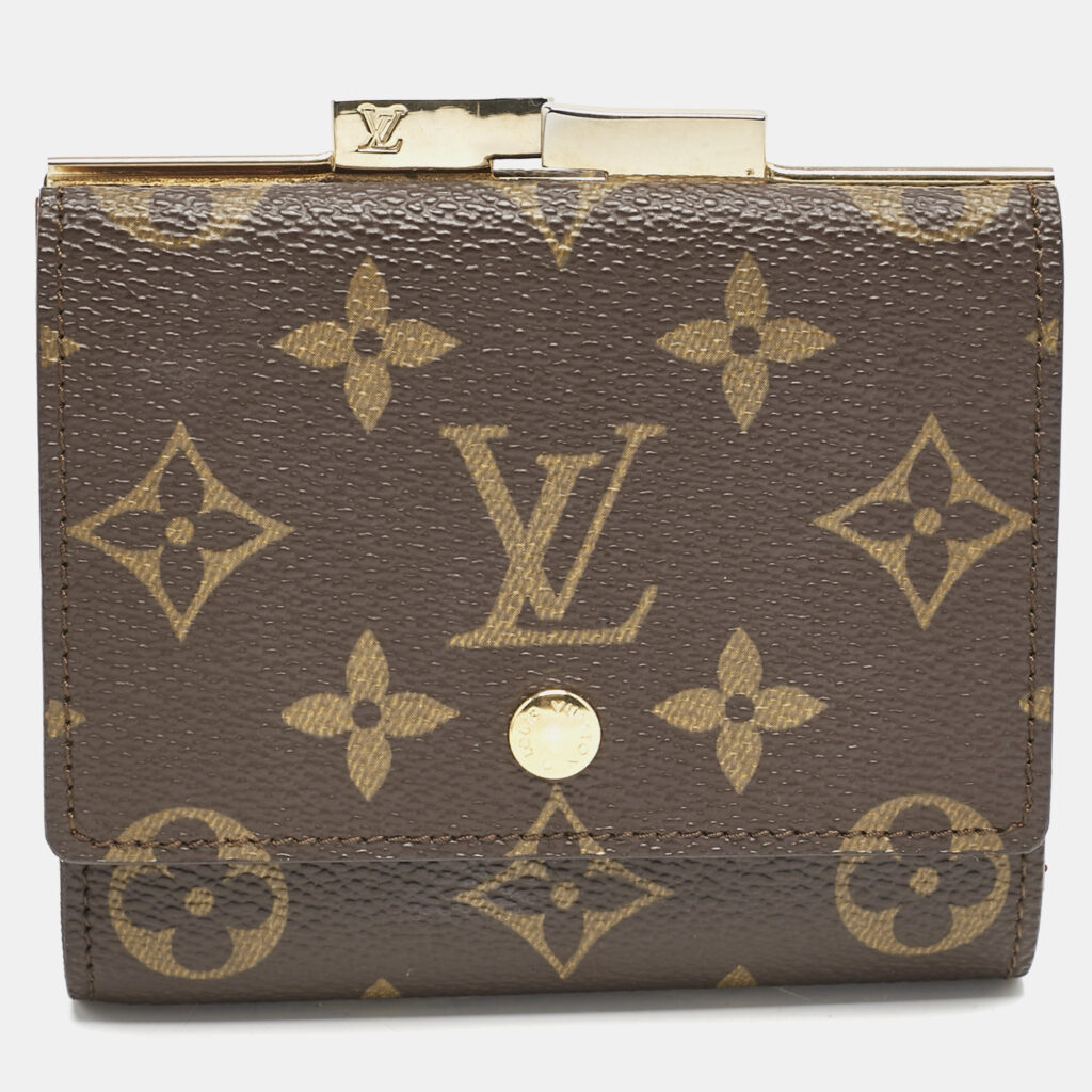 luxury-women-louis-vuitton-used-handbags-p1127297-005 Louis Vuitton Monogram Canvas Kisslock Trifold Wallet