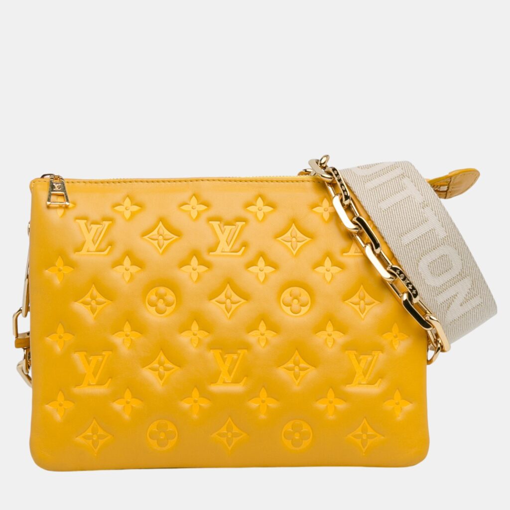 luxury-women-louis-vuitton-used-handbags-p1127640-001 Louis Vuitton Yellow Monogram Coussin PM Bag