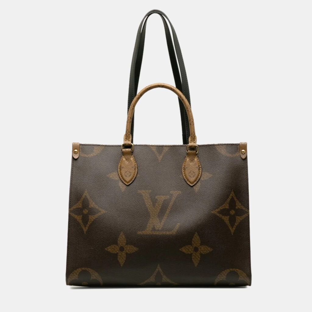luxury-women-louis-vuitton-used-handbags-p1128501-005 Louis Vuitton Brown Monogram Giant Reverse Canvas OnTheGo MM Handbag