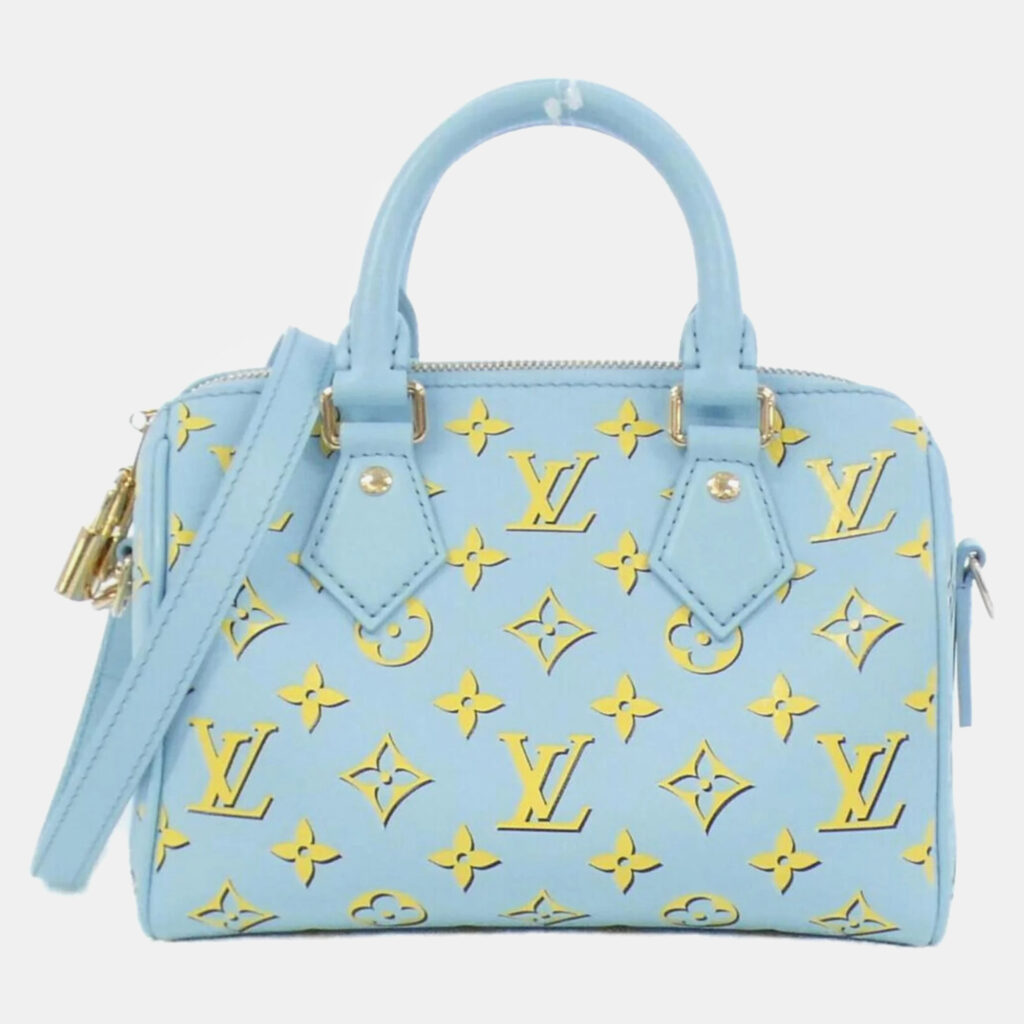 Louis Vuitton Baby Blue Leather Speedy Bandouliere Boston Bag