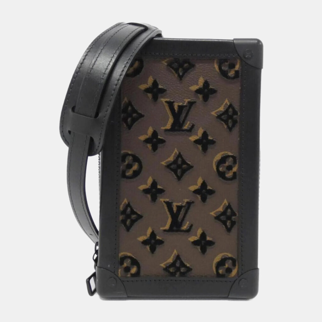 luxury-women-louis-vuitton-used-handbags-p1128538-003 Louis Vuitton Black Monogram Tuftage Canvas Vertical Soft Trunk Shoulder Bag