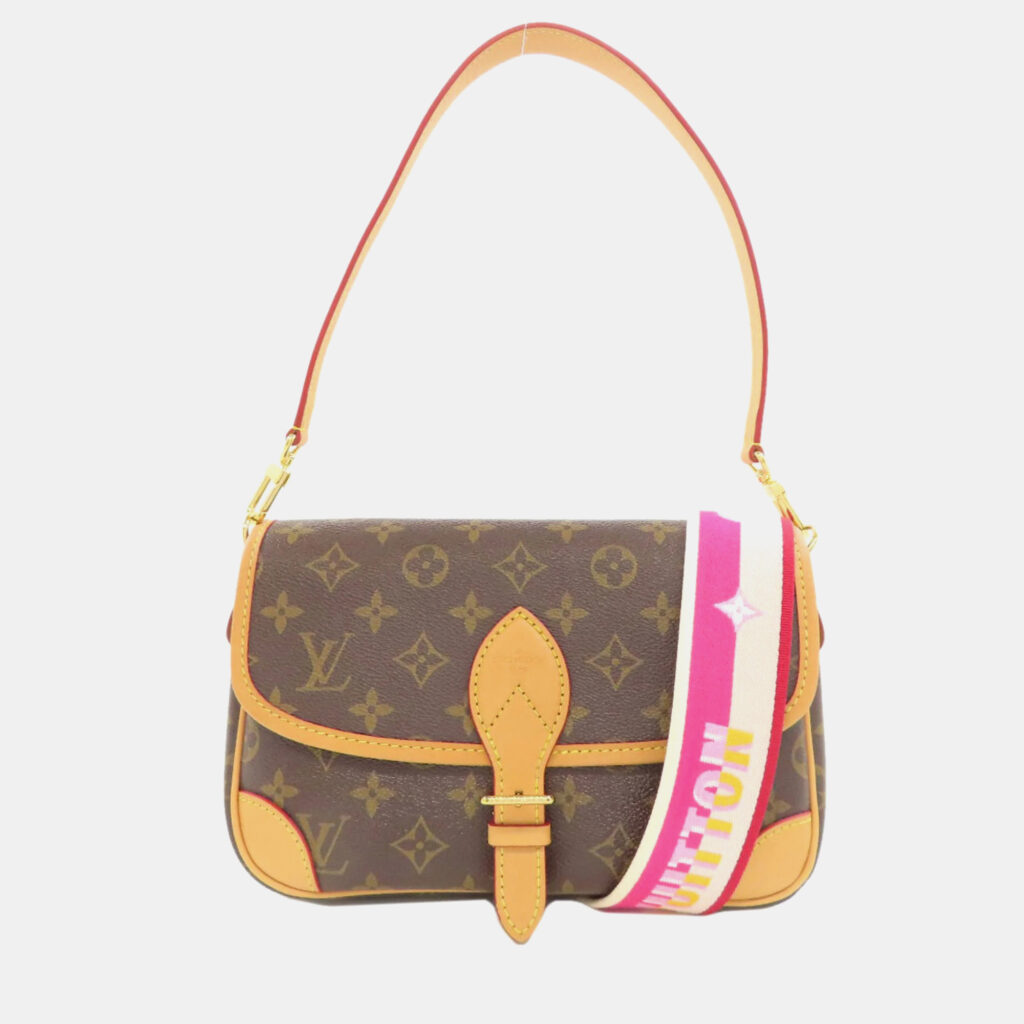 luxury-women-louis-vuitton-used-handbags-p1128558-011 Louis Vuitton Fuchsia Brown Monogram Canvas Diane PM Shoulder Bag