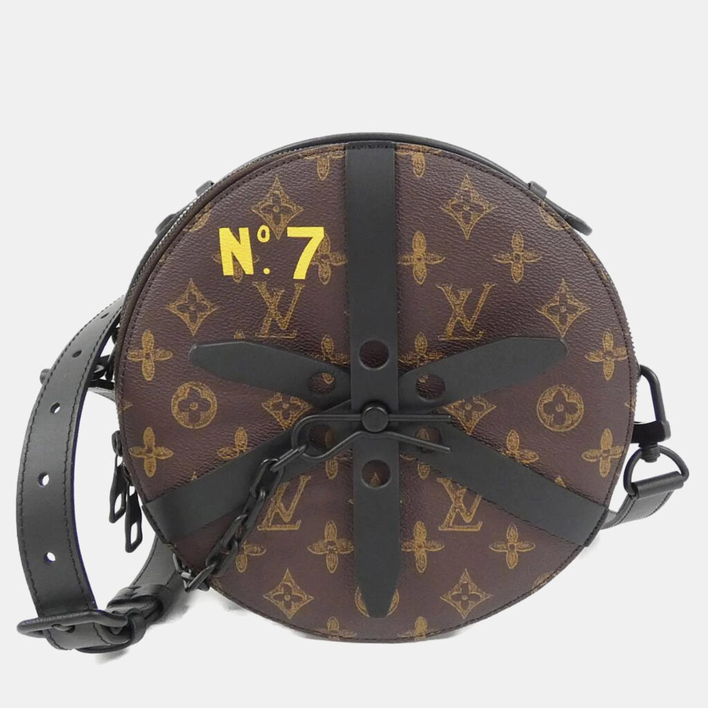 luxury-women-louis-vuitton-used-handbags-p1128609-005 Louis Vuitton Brown Monogram Canvas N°7 Wheel Box Shoulder Bag