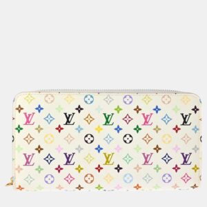 Louis Vuitton White Multicolor Zippy Wallet