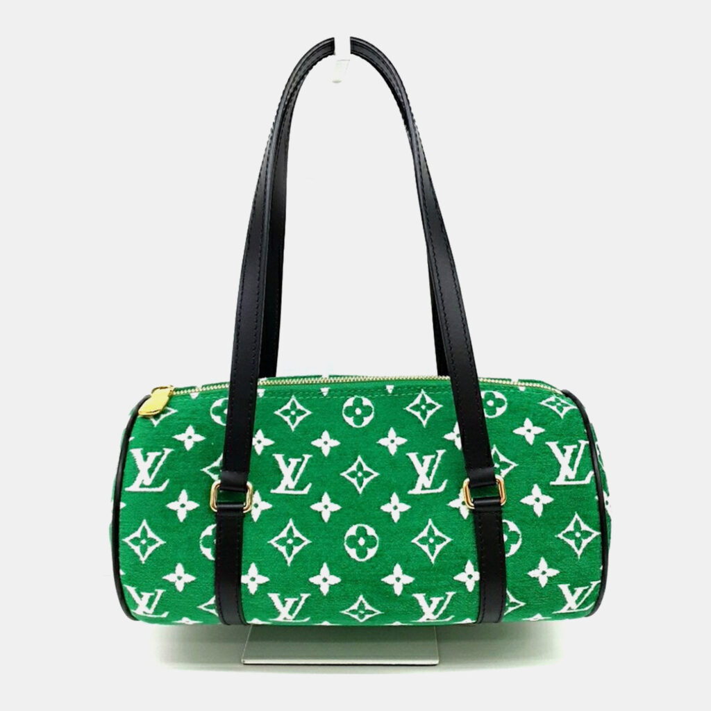 luxury-women-louis-vuitton-used-handbags-p1133404-001 Louis Vuitton Green Velvet Papillon Shoulder Bag