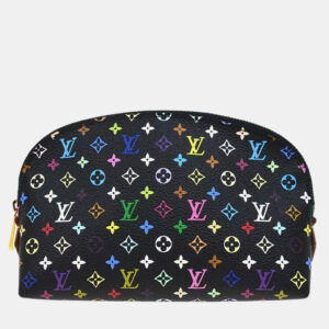 Louis Vuitton Black Monogram Multicolor Pochette Cosmetic Bag
