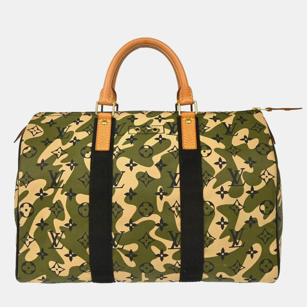 luxury-women-louis-vuitton-used-handbags-p1134595-001 Louis Vuitton Green Monogram Camouflage Speedy 35 Handbag